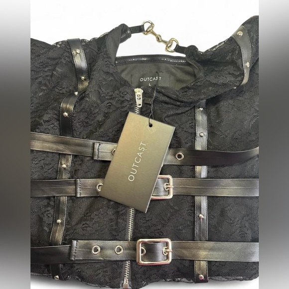 Black Lace Belt Buckle and Studded Tube Top - Picture 7 of 8